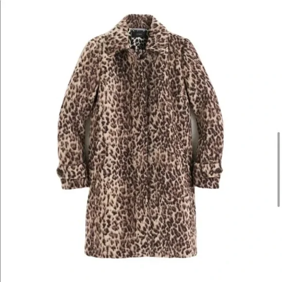 J. Crew Animal Trench Coat Double Leopard 00 Wool Textured - Picture 6 of 13
